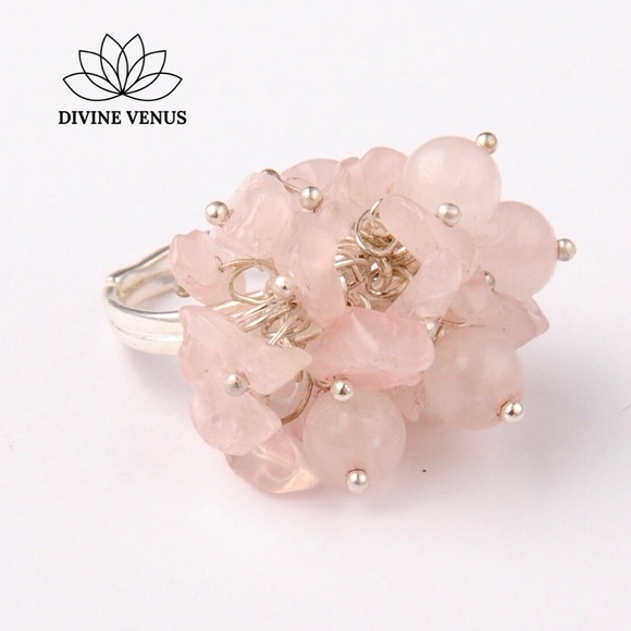 Rose Quartz Adjustable Ring - Picture 2 of 8